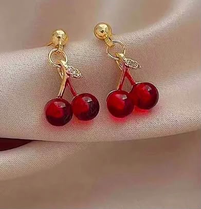 KOREAN CHERRY RED CUTE EARRING